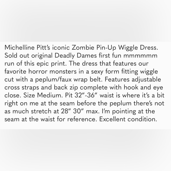 Deadly Dames VOODOO Vixen in Monster print - Picture 8 of 8